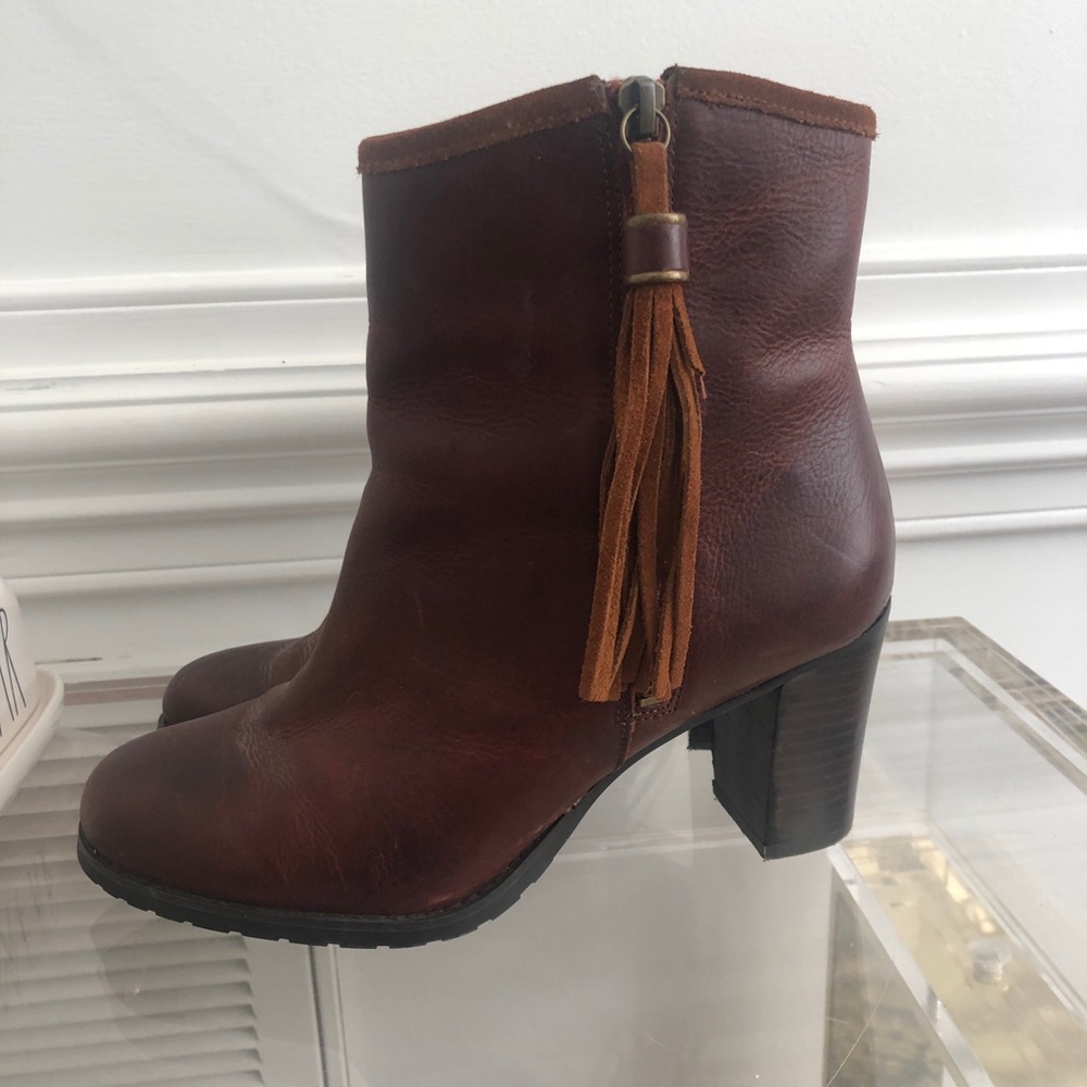 Ralph Lauren Brown Leather tassel Zip Booties